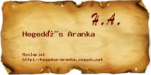 Hegedűs Aranka névjegykártya